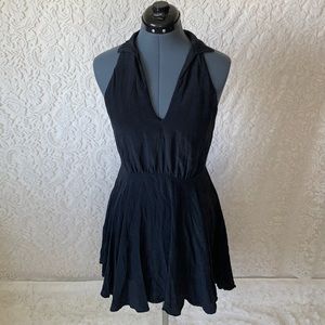 Lavender Brown Silk Black Mini Dress